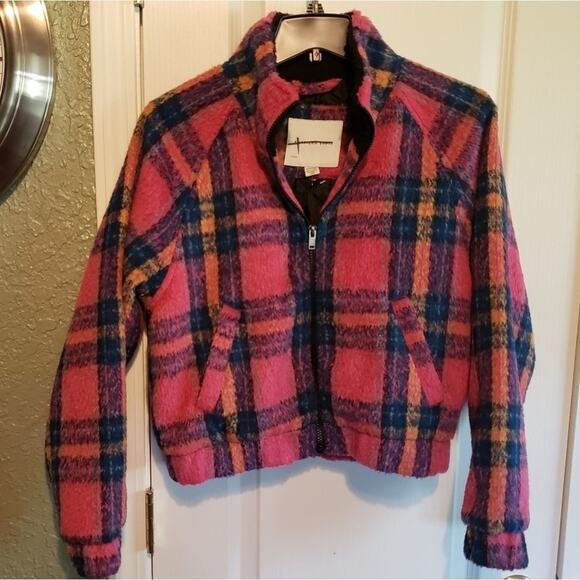 New American Eagle‎ Outfitters faux fur, plaid, lined. Teddy jacket size XS - Picture 1 of 7